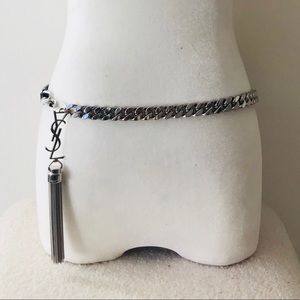 YSL Saint Laurent monogram tassel chain belt